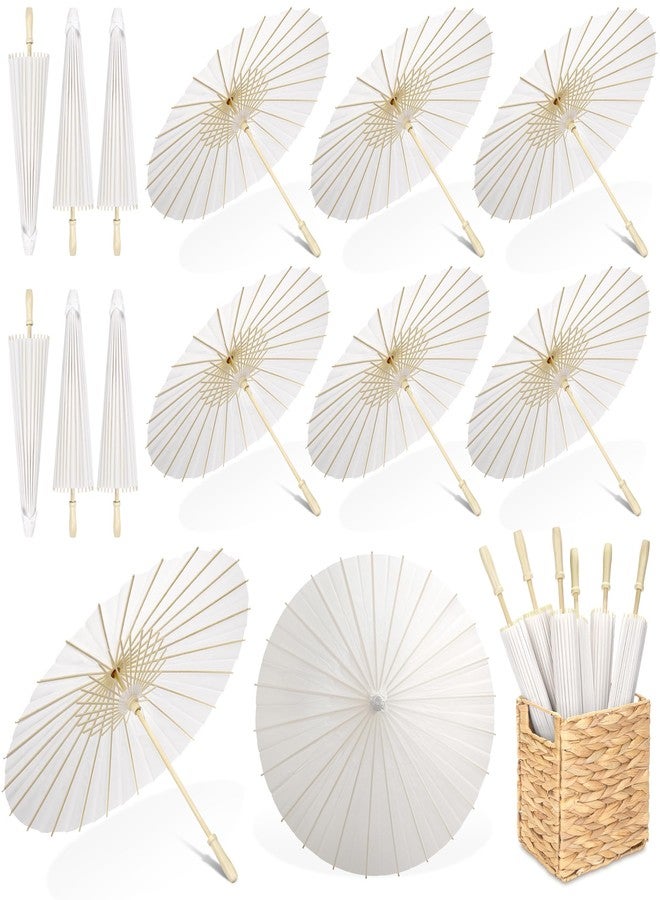 Aodaer 12 Pieces Wedding Paper Umbrella 23.6 Inch White Paper Decorative Chinese Japanese Parasol Umbrella Crafts Vintage DIY Painting Decor Wedding Favor for Photography Props Bridal Party - Image 1